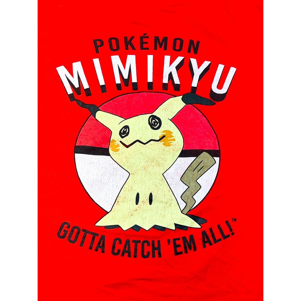 Pokemon T Shirt Mens 2XL Red Cotton Mimikyu Gotta Catch Em All Graphic Print